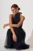 Skyfall Halter Neck Midi Dress In Navy Tulle sold by St Frock