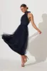 Skyfall Halter Neck Midi Dress In Navy Tulle sold by St Frock