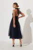 Skyfall Halter Neck Midi Dress In Navy Tulle sold by St Frock