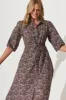 Davina Midi Shirt Dress In Chocolate Floral Cotton sold by St Frock