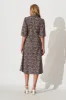Davina Midi Shirt Dress In Chocolate Floral Cotton sold by St Frock
