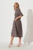 Davina Midi Shirt Dress In Chocolate Floral Cotton sold by St Frock