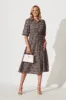Davina Midi Shirt Dress In Chocolate Floral Cotton sold by St Frock