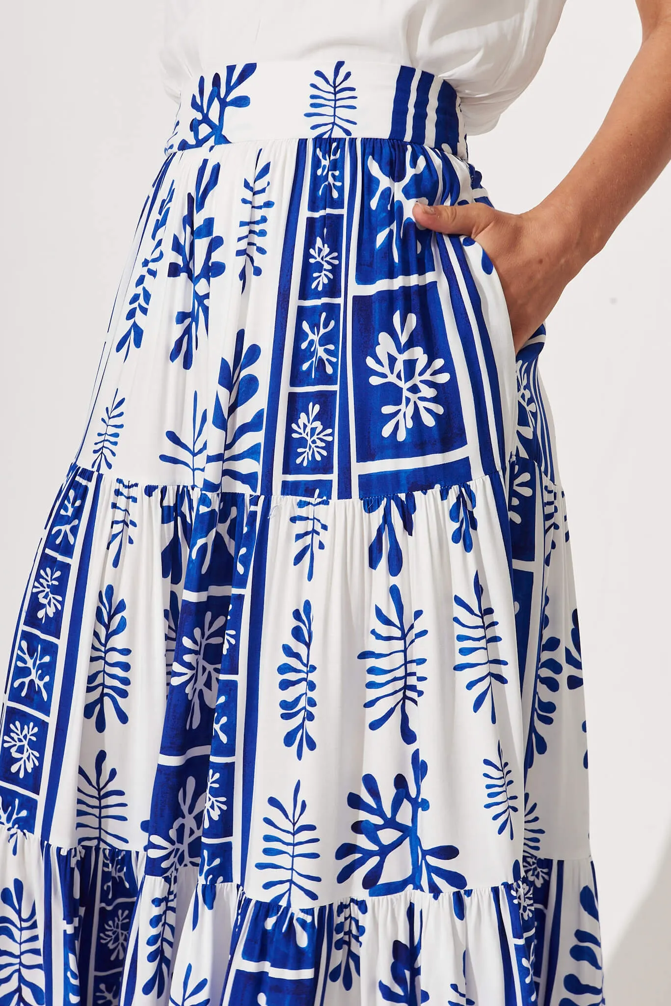 Wanderlust Maxi Skirt In Cobalt With White Print sold by St Frock product image thumbnail 5
