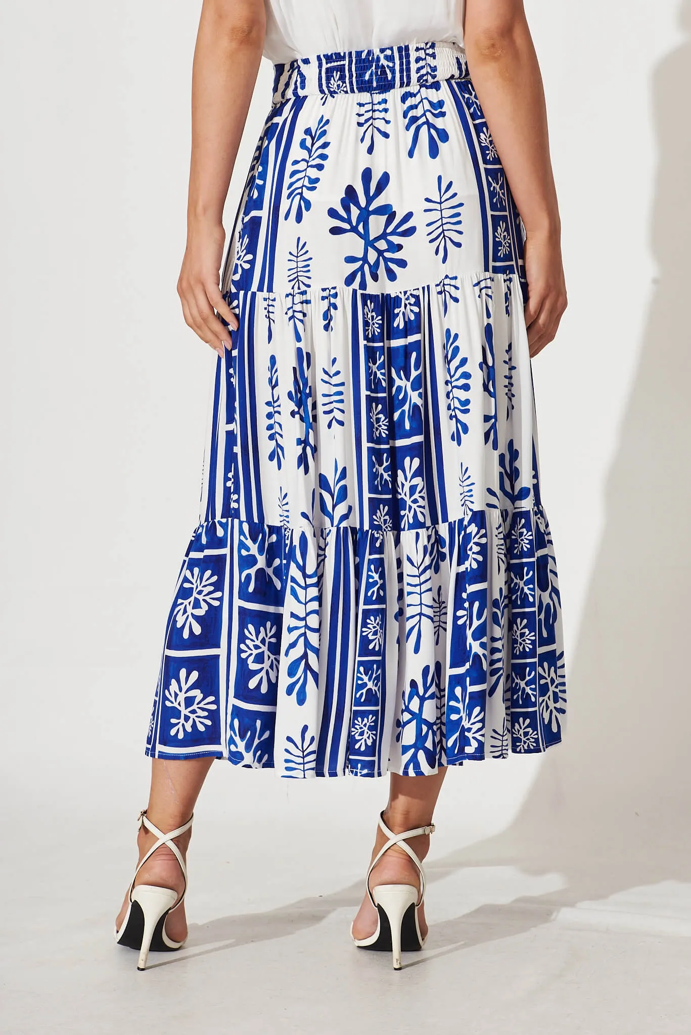 Wanderlust Maxi Skirt In Cobalt With White Print sold by St Frock product image thumbnail 4