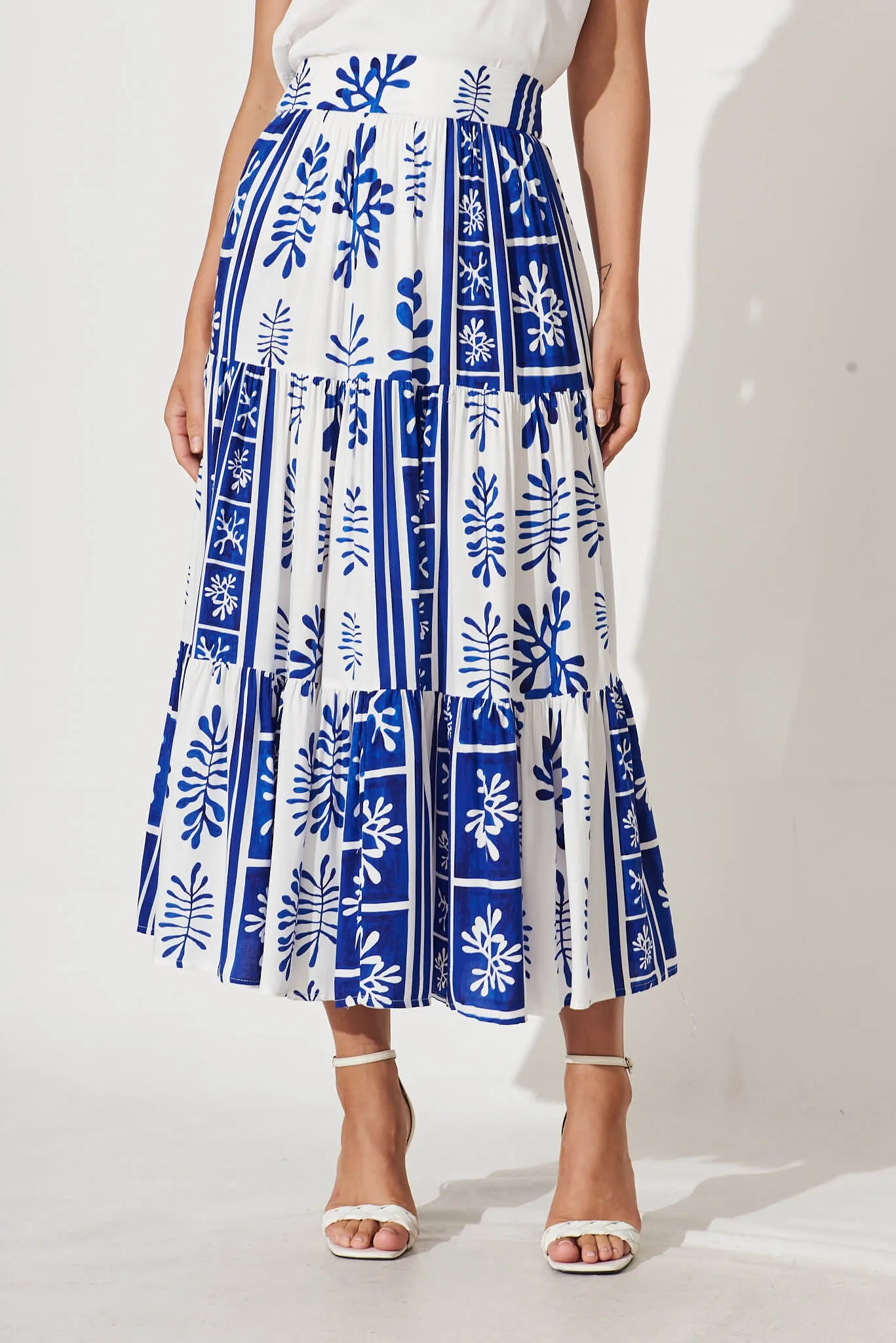 Wanderlust Maxi Skirt In Cobalt With White Print sold by St Frock product image thumbnail 2