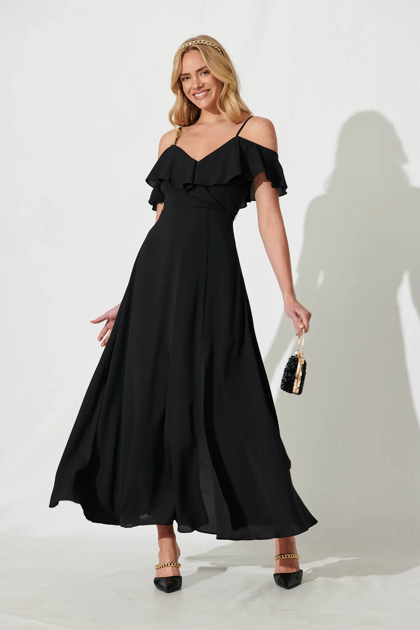Marit Maxi Dress In Black sold by St Frock