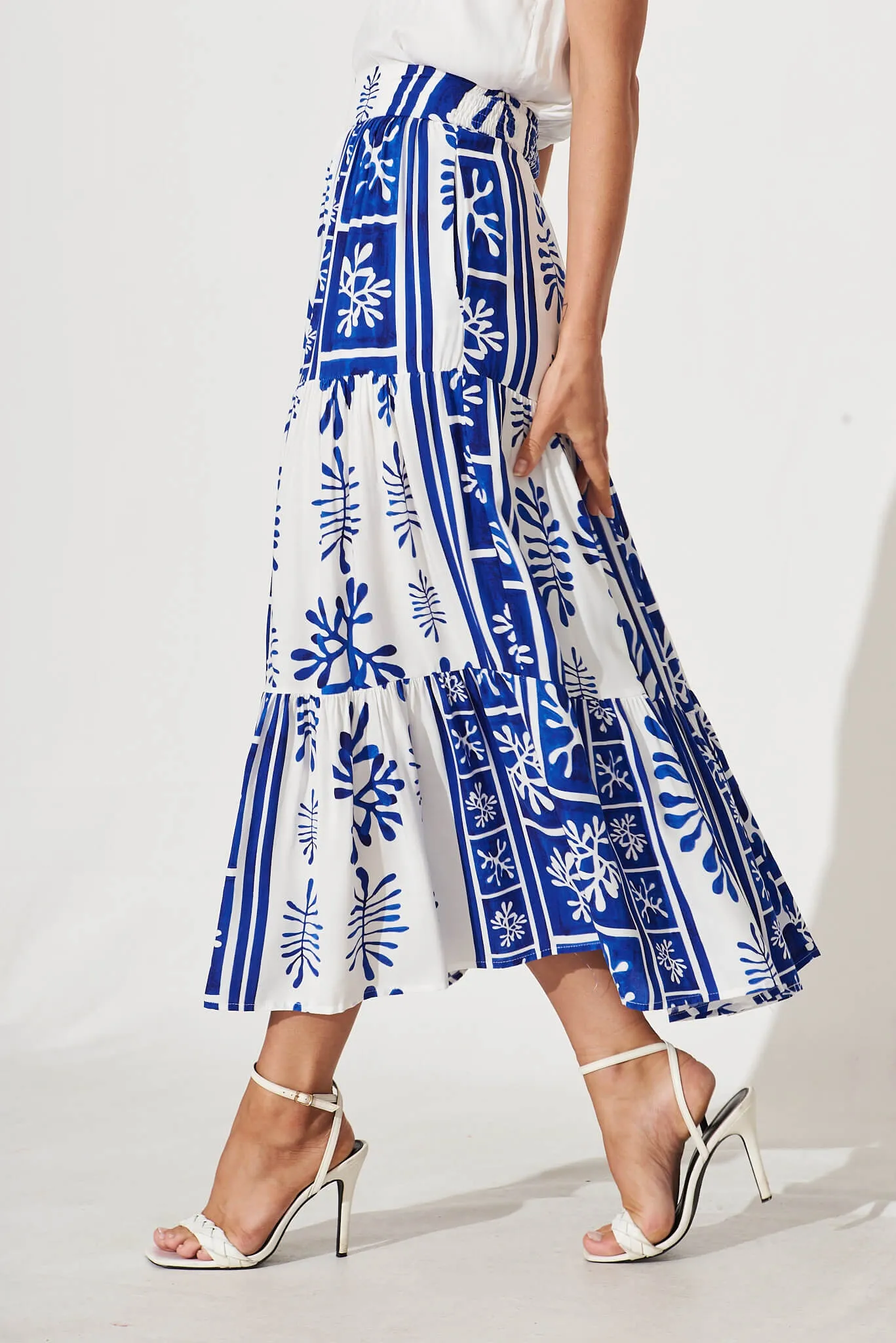 Wanderlust Maxi Skirt In Cobalt With White Print sold by St Frock product image thumbnail 3