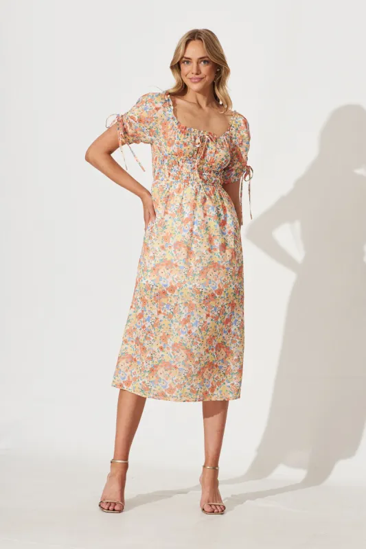 Jayla Midi Dress In Citrus Floral Print sold by St Frock