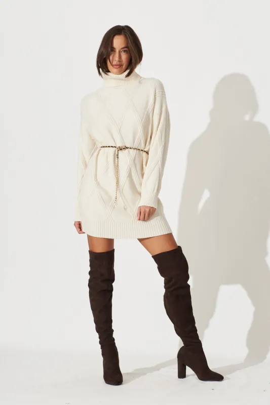 Millow Knit Dress In Beige Wool Blend sold by St Frock