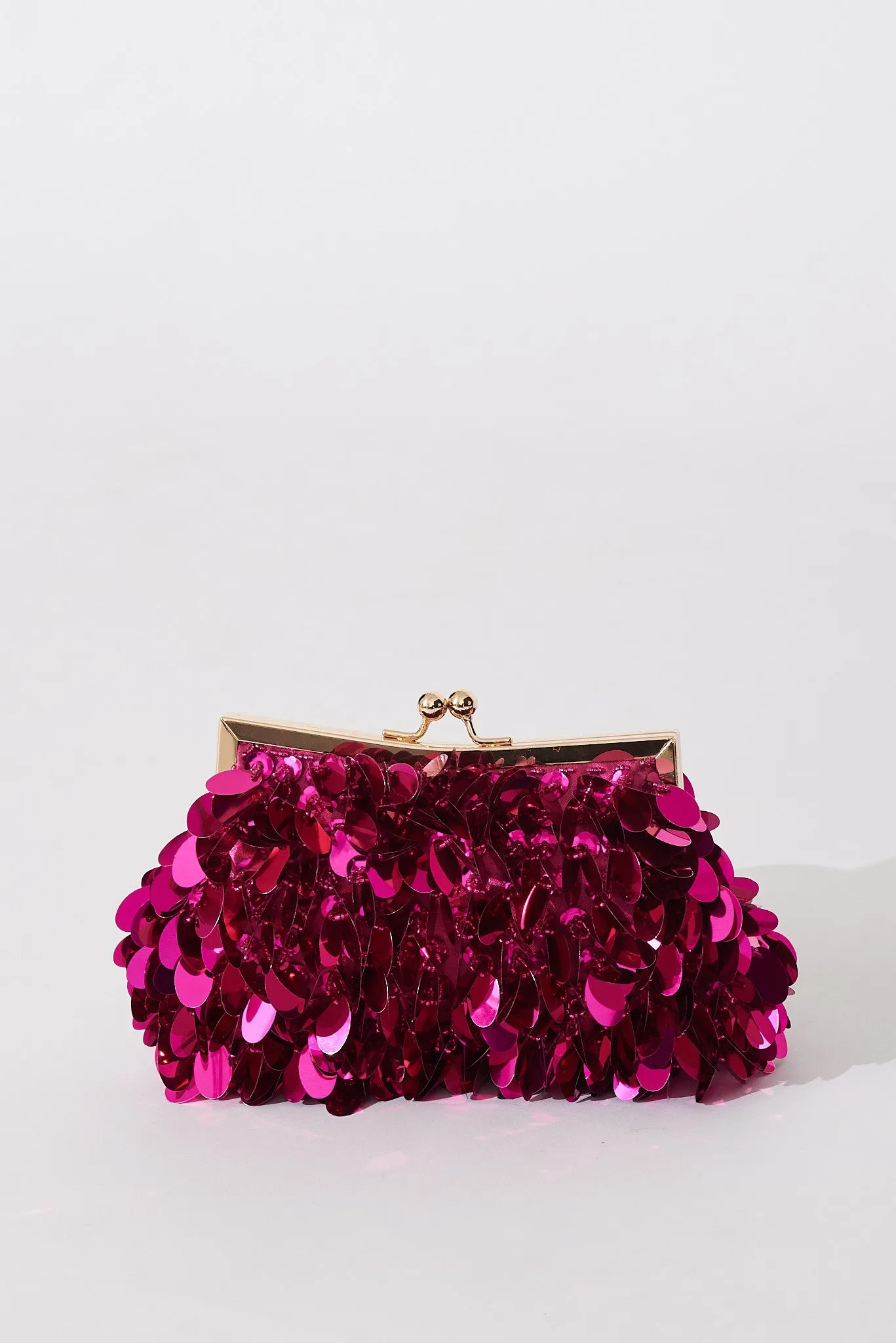 Leah Clutch Bag In Pink Sequin sold by St Frock product image thumbnail 4