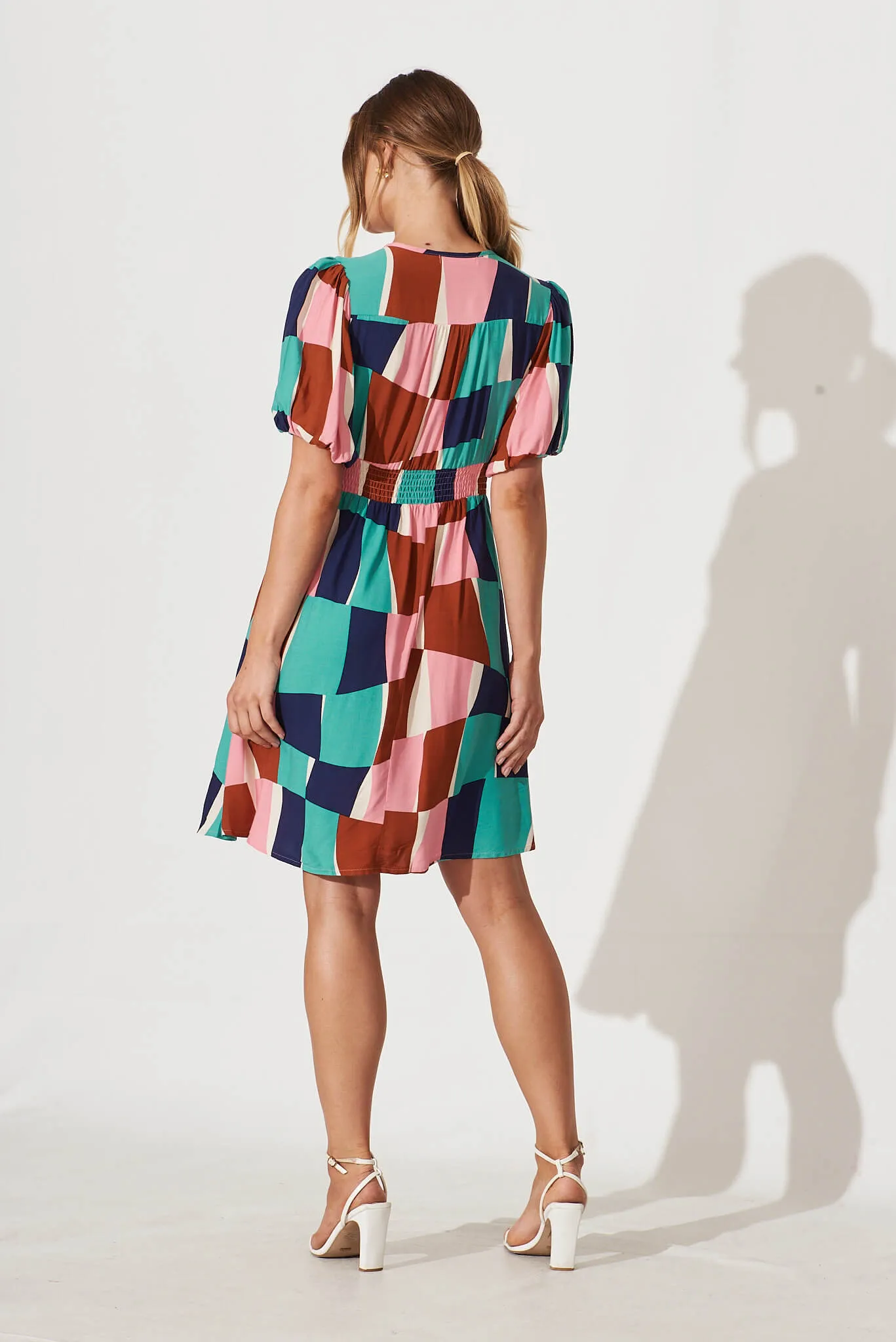 Marina Dress In Multi Abstract Squares Print sold by St Frock product image thumbnail 4