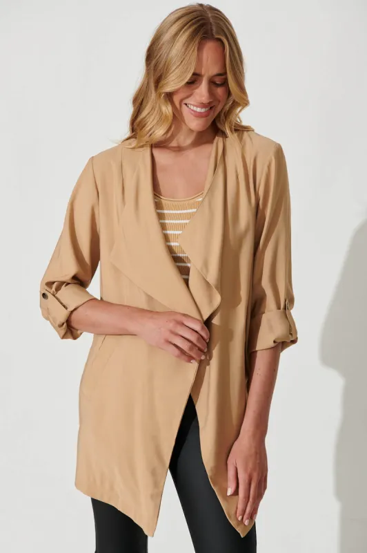 Maeva Waterfall Jacket In Beige sold by St Frock