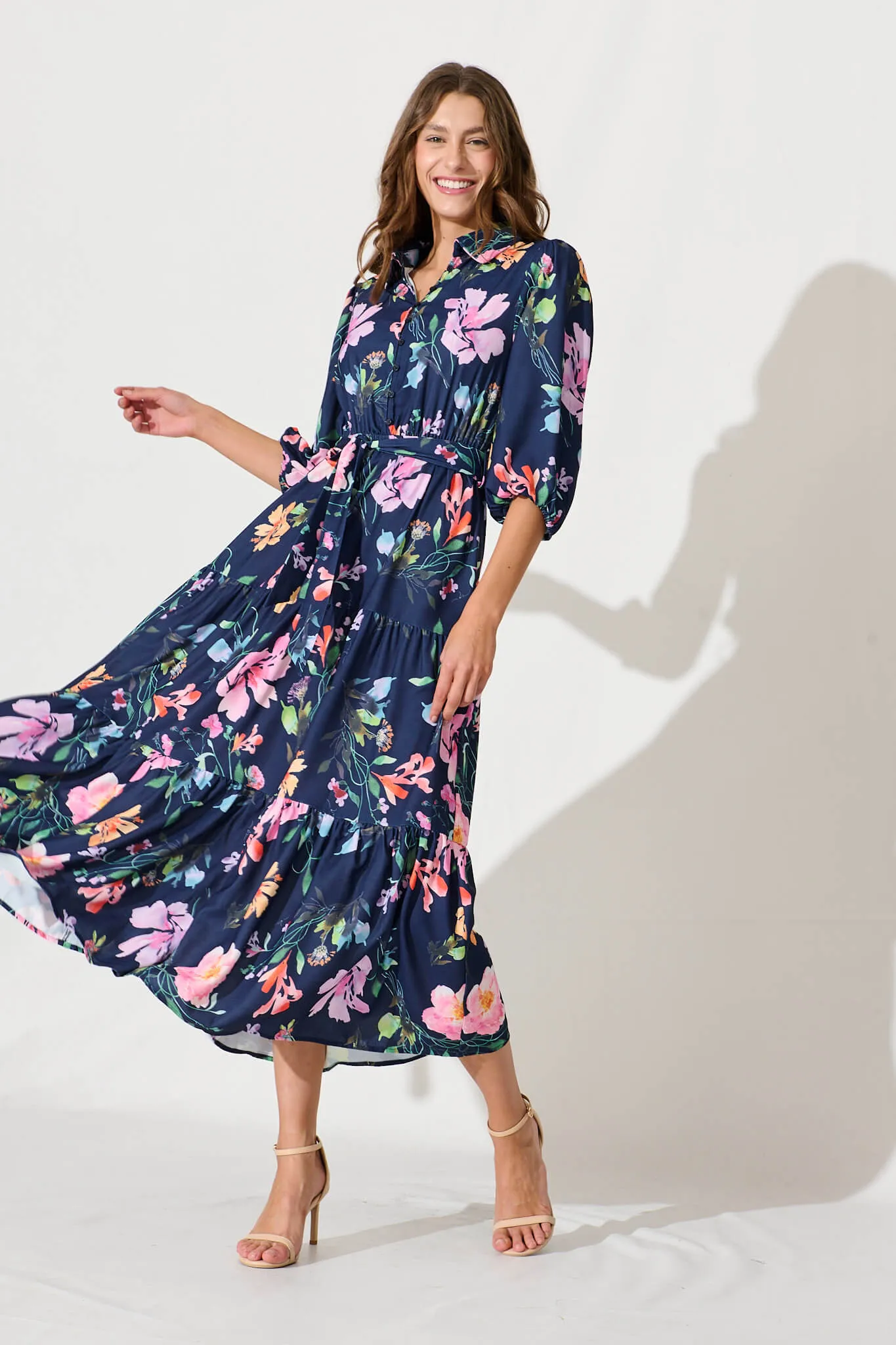 Love Song Maxi Dress In Navy With Multi Floral Print sold by St Frock product image thumbnail 5