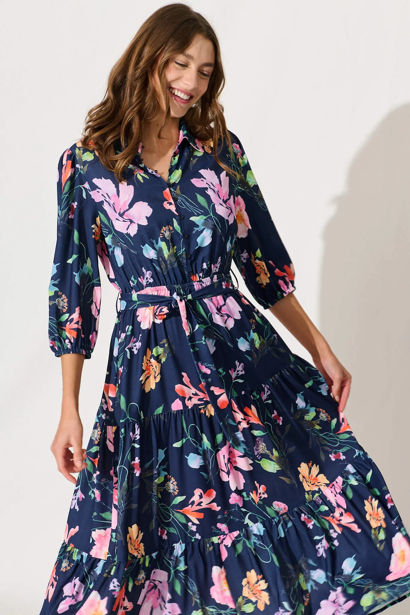 Love Song Maxi Dress In Navy With Multi Floral Print sold by St Frock product image thumbnail 2