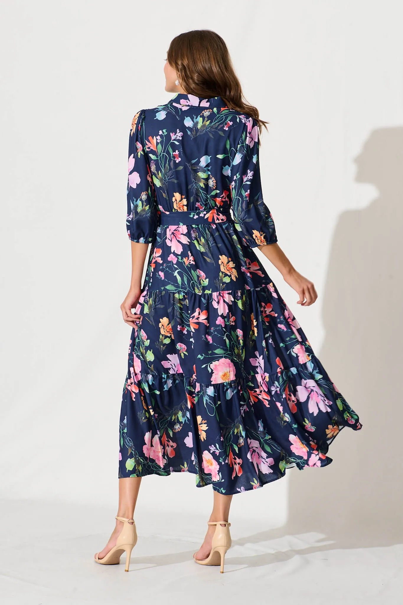 Love Song Maxi Dress In Navy With Multi Floral Print sold by St Frock product image thumbnail 4