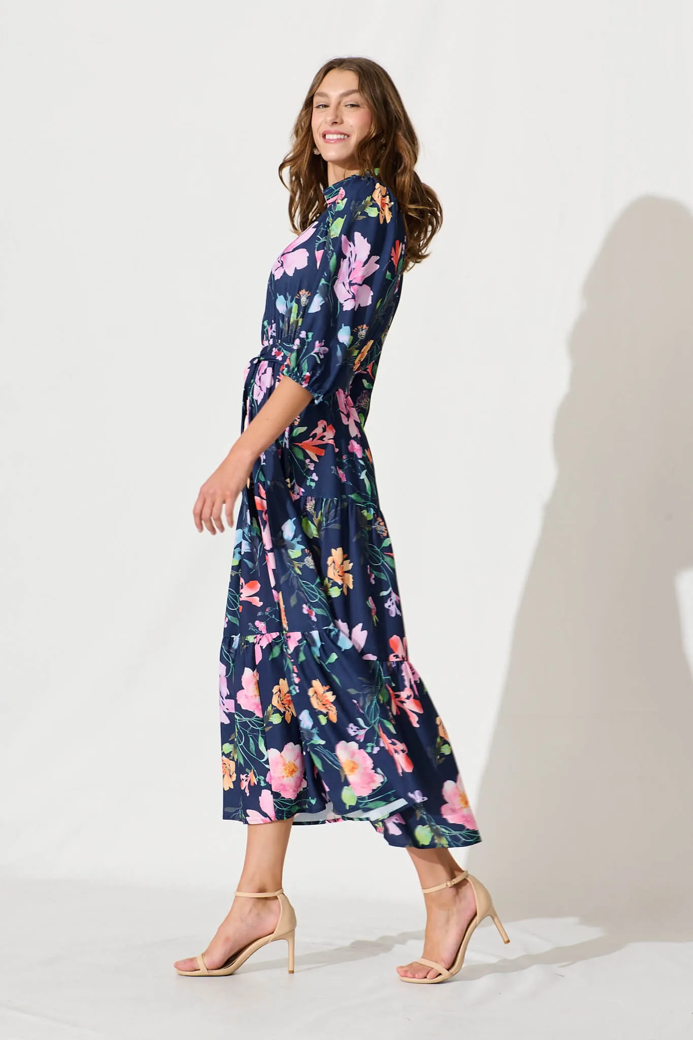 Love Song Maxi Dress In Navy With Multi Floral Print sold by St Frock product image thumbnail 3