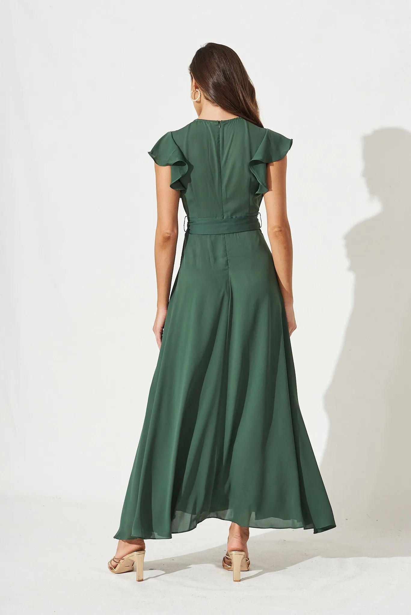Wynter Maxi Dress in Green Chiffon sold by St Frock product image thumbnail 5