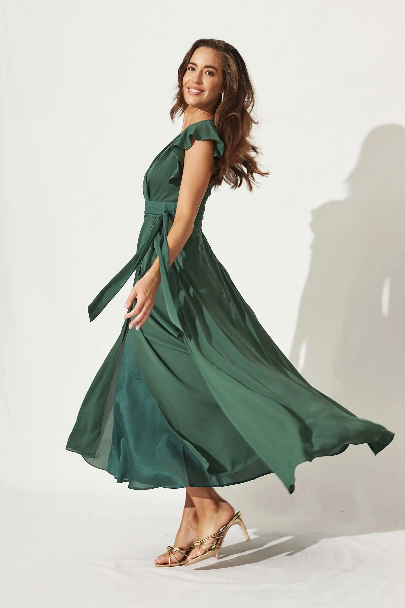 Wynter Maxi Dress in Green Chiffon sold by St Frock product image thumbnail 4