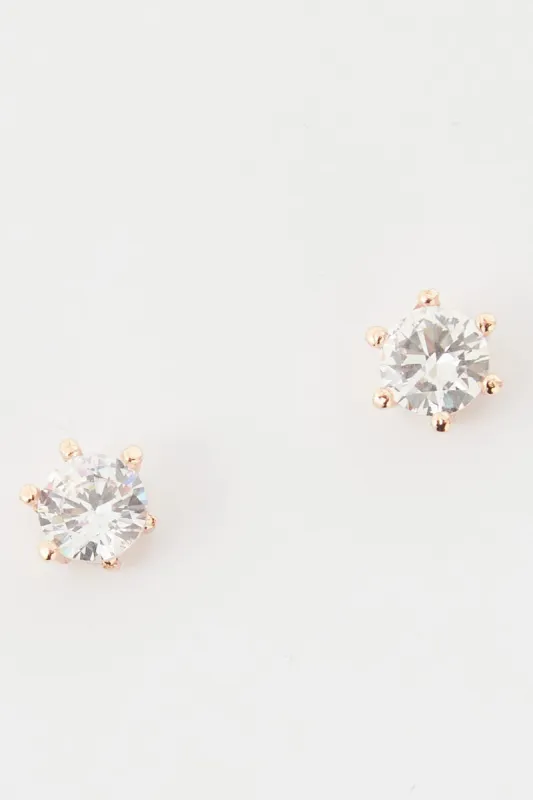 Jasmine Stud Diamante Earrings In Gold sold by St Frock