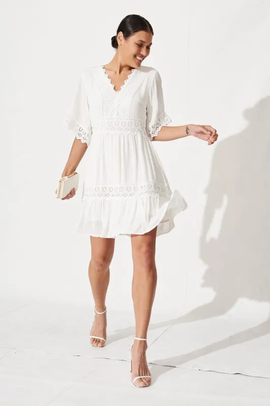 Macca Dress In White sold by St Frock