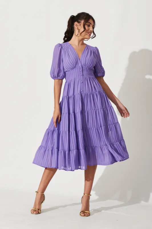 Modica Midi Dress In Purple Chiffon sold by St Frock
