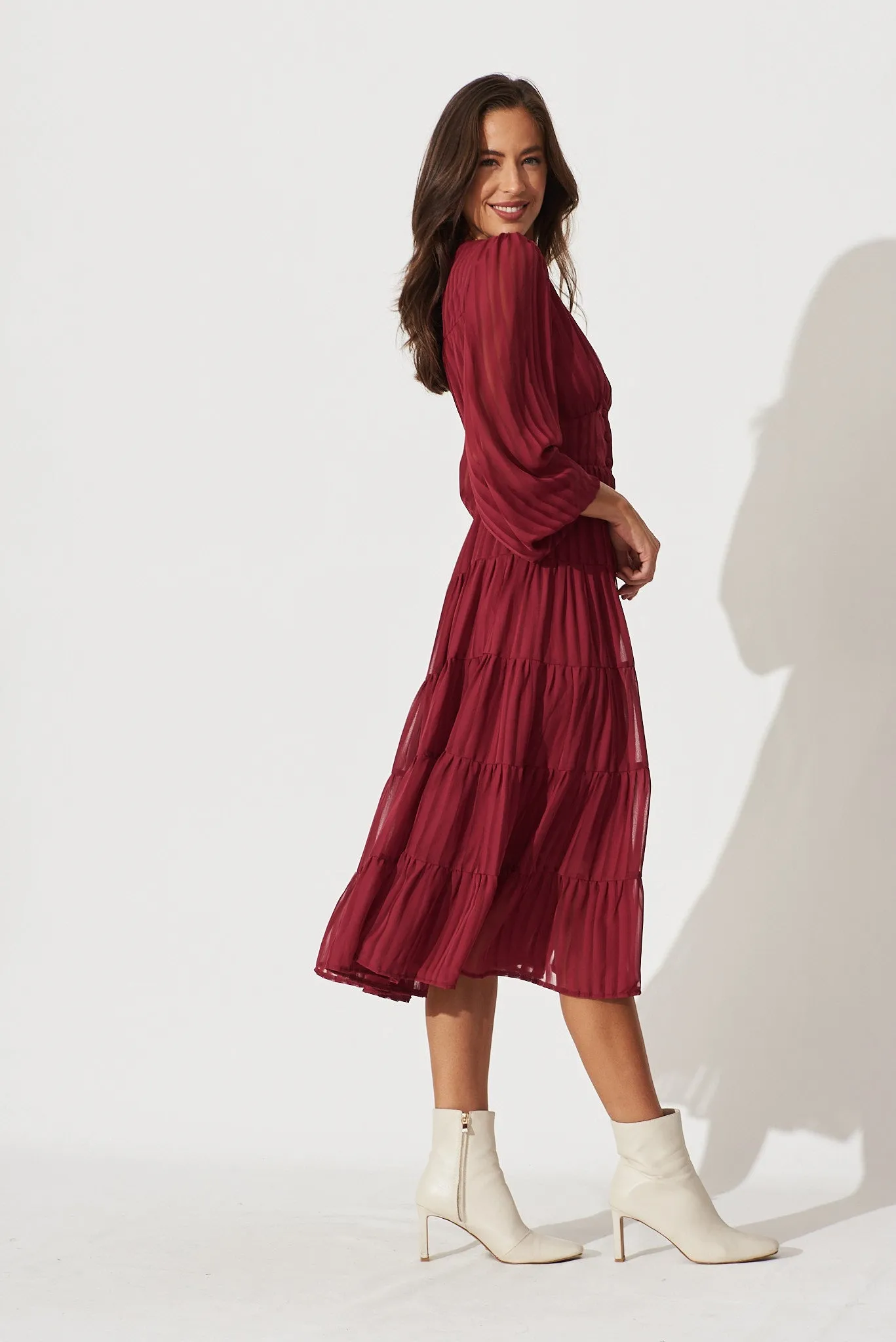Modical Midi Dress In Berry Chiffon sold by St Frock product image thumbnail 3