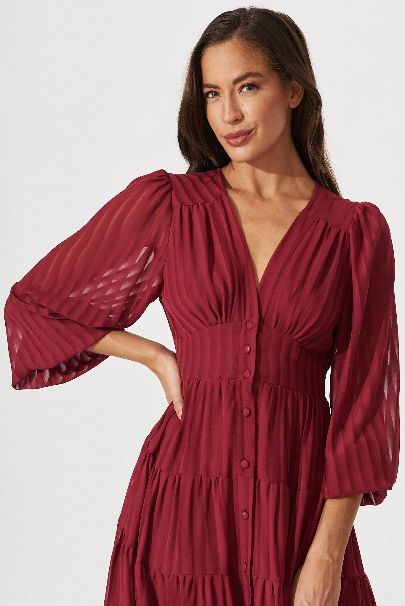 Modical Midi Dress In Berry Chiffon sold by St Frock product image thumbnail 2