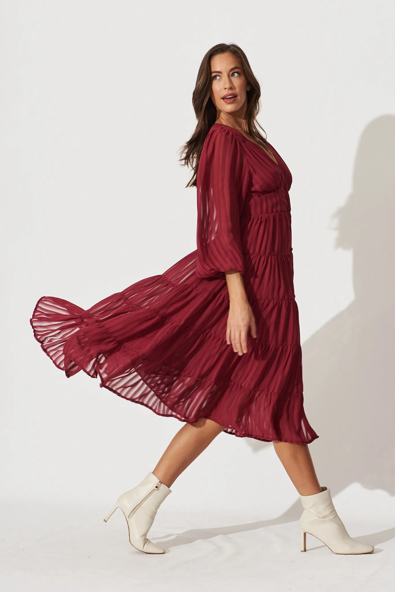 Modical Midi Dress In Berry Chiffon sold by St Frock