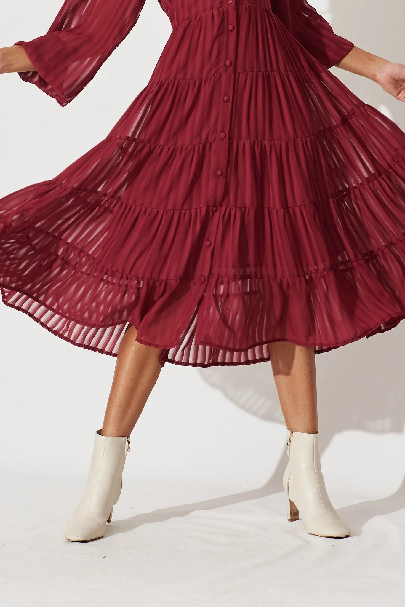 Modical Midi Dress In Berry Chiffon sold by St Frock product image thumbnail 5