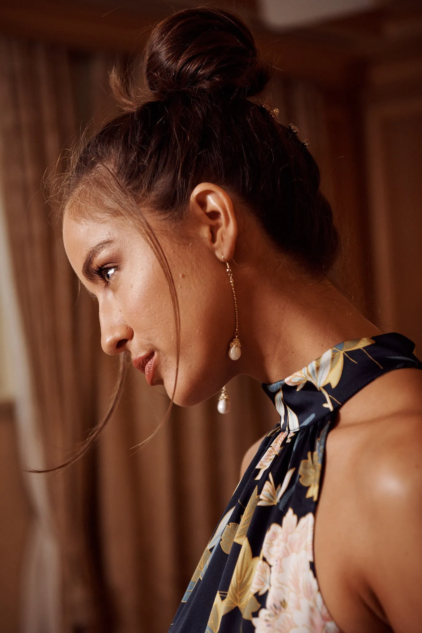 Khalo Maxi Dress In Navy Floral Satin sold by St Frock product image thumbnail 4