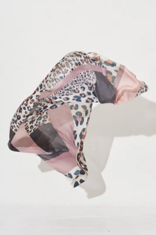 August + Delilah Margot Scarf In Purple Leopard sold by St Frock