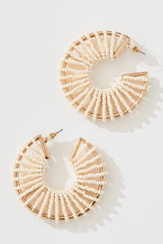 August + Delilah Nyda Hoop Earrings In Cream sold by St Frock