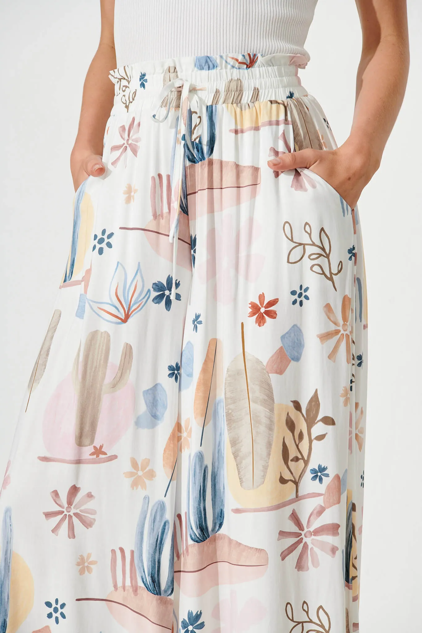 Mariah Pants In White With Multi Desert Print sold by St Frock product image thumbnail 5