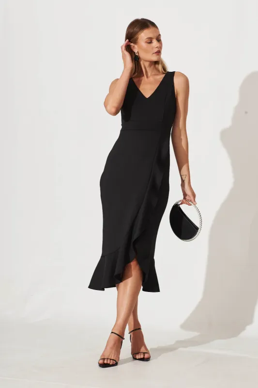 Essence Midi Dress In Black sold by St Frock