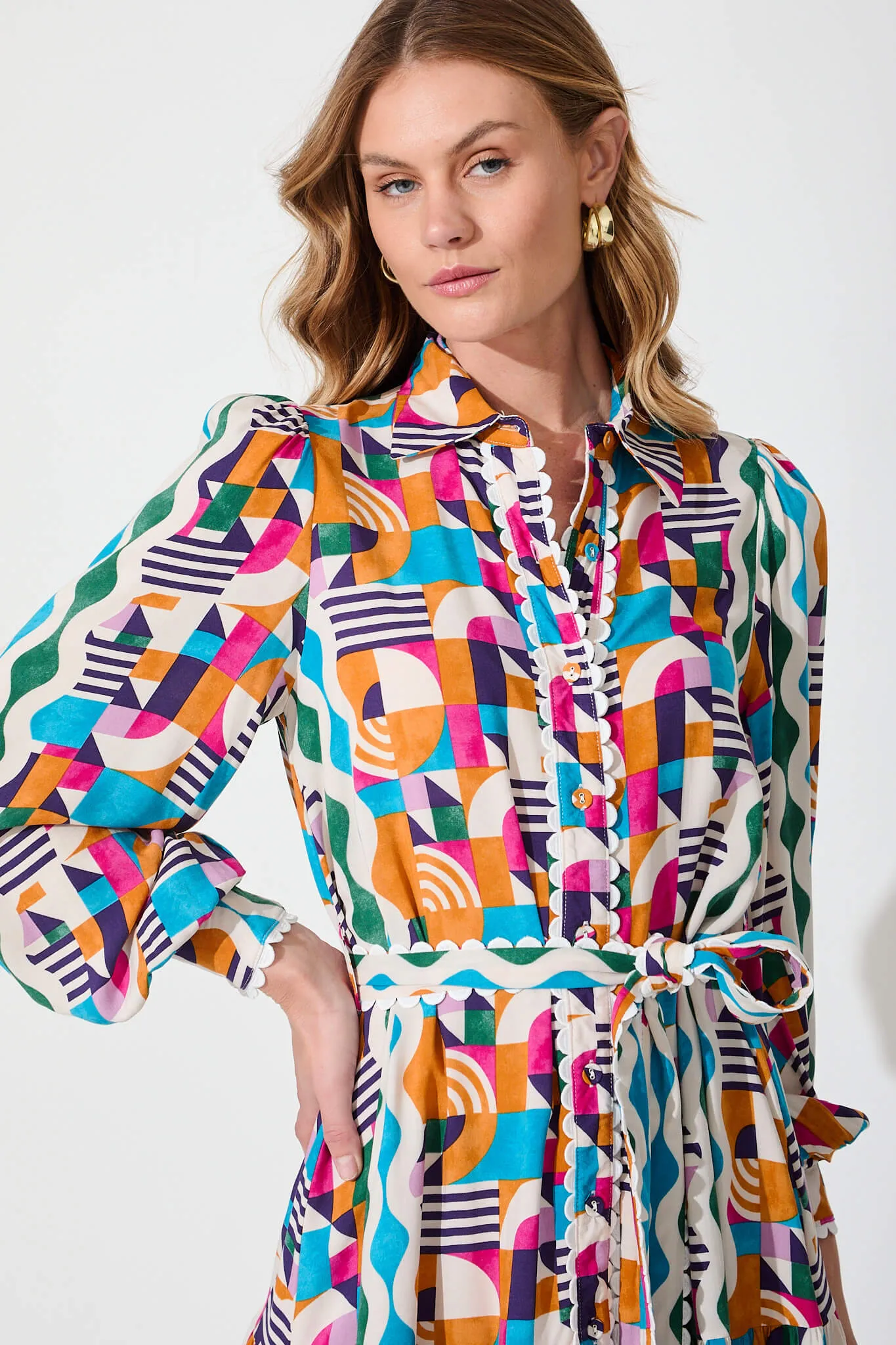 Cali Shirt Dress In Multi Print sold by St Frock product image thumbnail 5