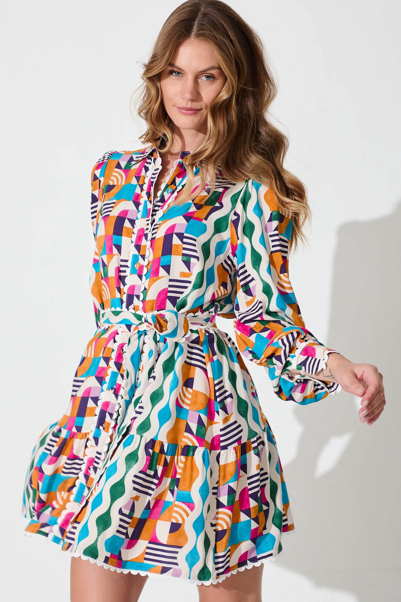 Cali Shirt Dress In Multi Print sold by St Frock product image thumbnail 2