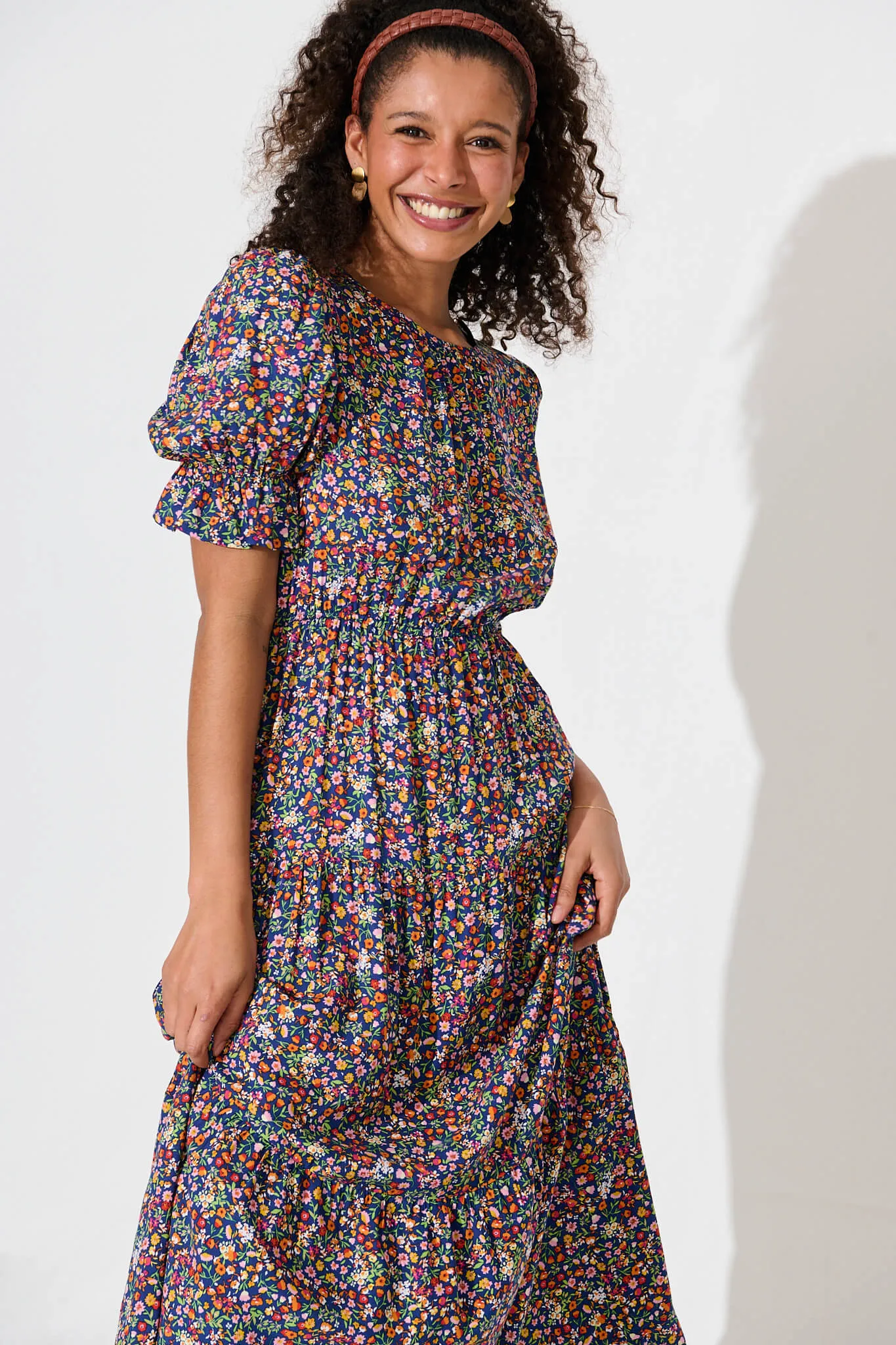 Laura Midi Dress In Blue Multi Ditsy sold by St Frock product image thumbnail 2