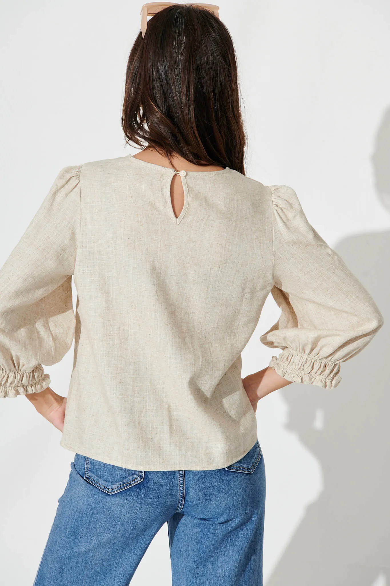Lanie Top In Oatmeal Cotton Linen sold by St Frock product image thumbnail 3