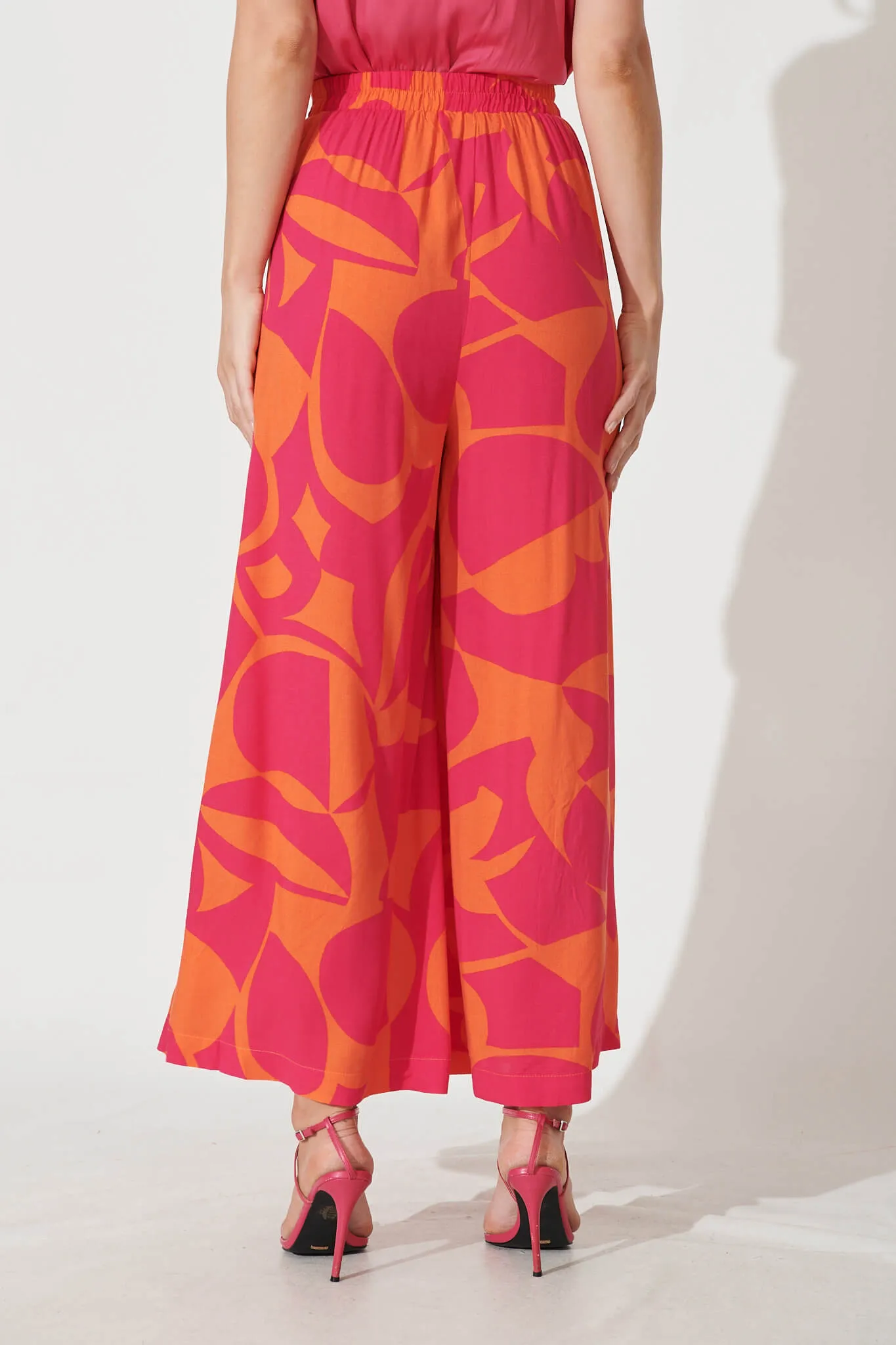 Effenty Pants In Tangerine With Pink Print sold by St Frock product image thumbnail 3