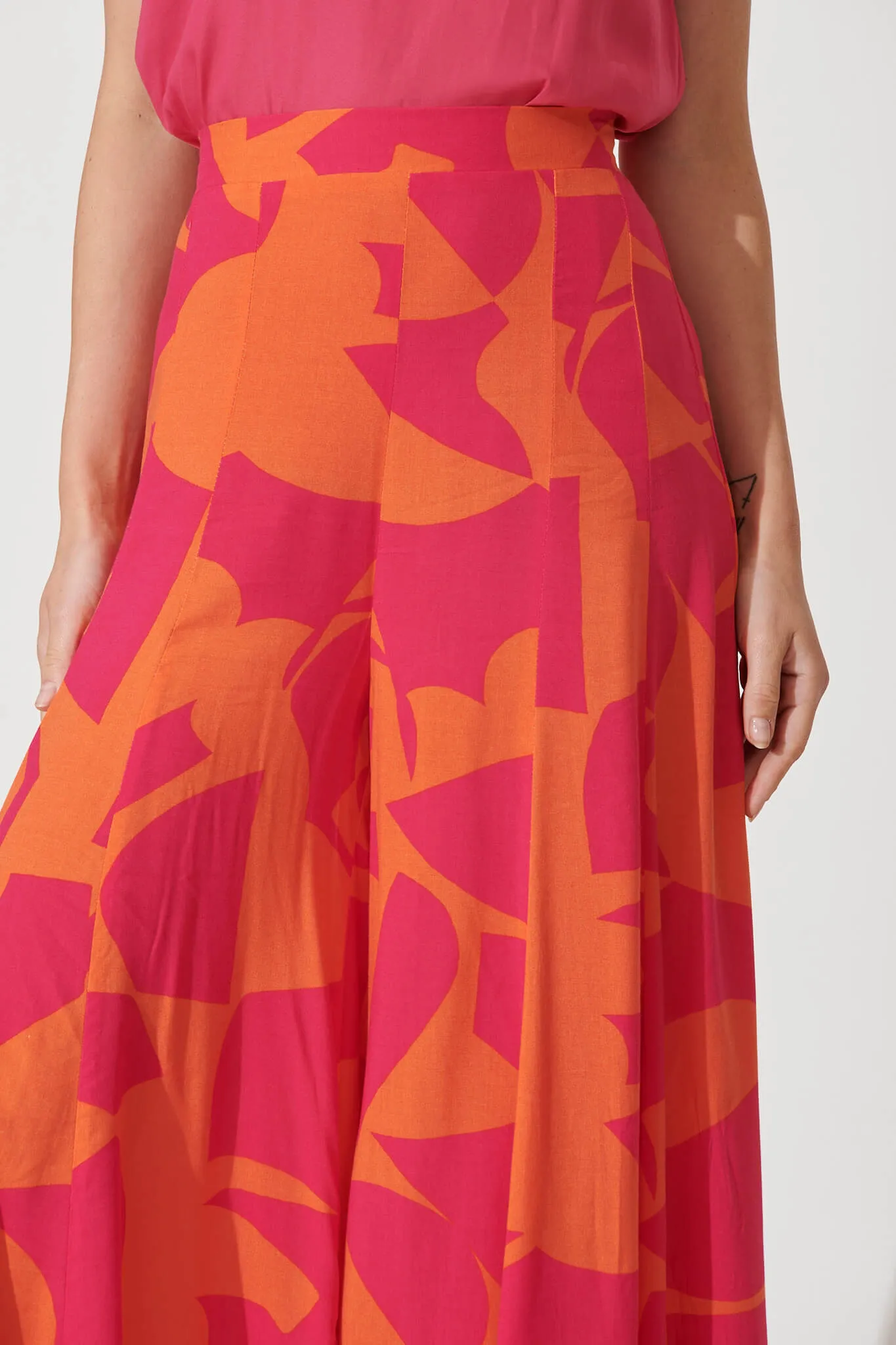 Effenty Pants In Tangerine With Pink Print sold by St Frock product image thumbnail 5