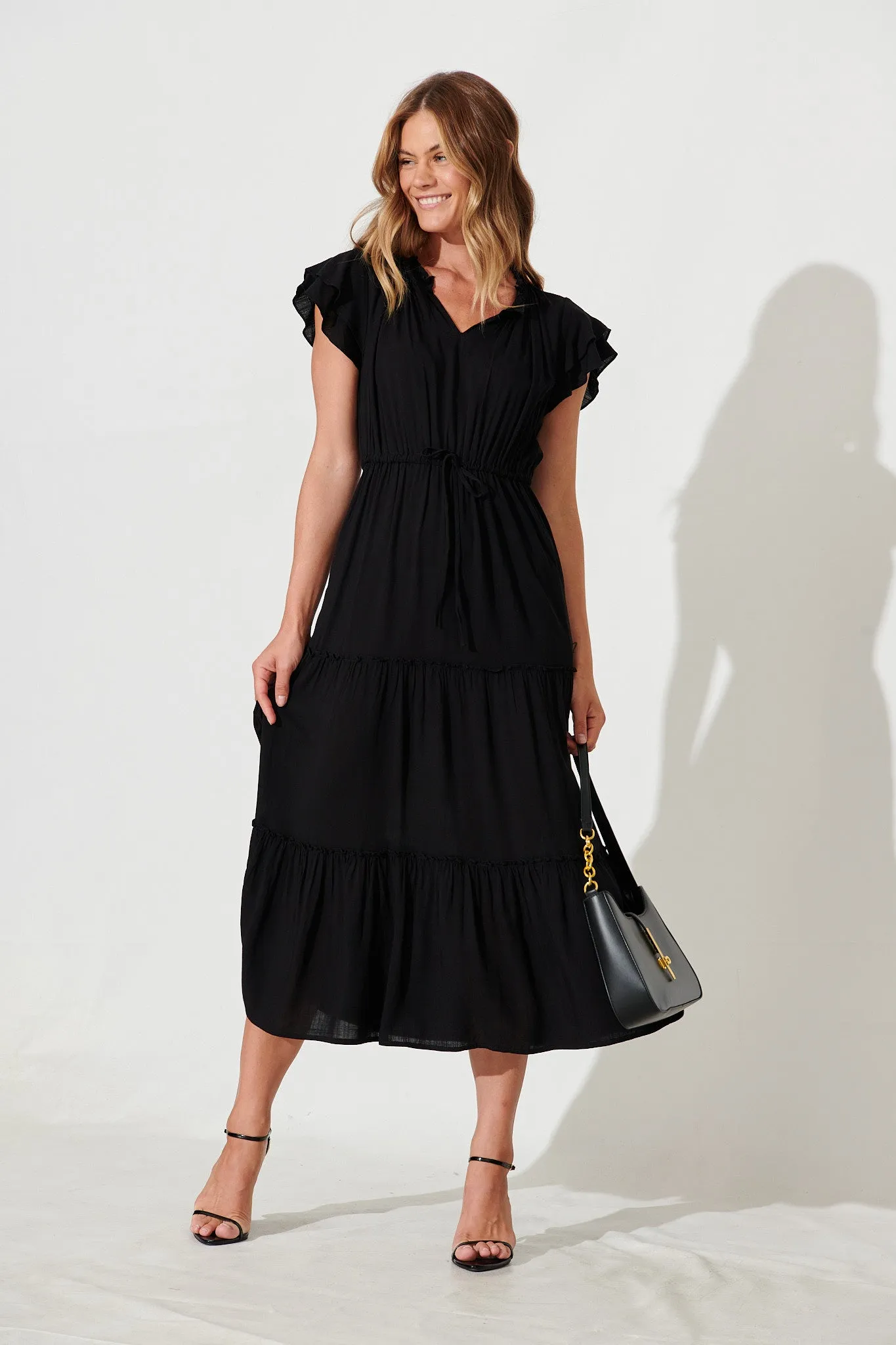 Valentine Midi Dress In Black sold by St Frock