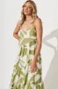 Matilda Maxi Sundress In Khaki With White Print sold by St Frock