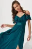 Marit Maxi Dress In Teal Satin sold by St Frock