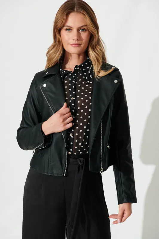 Rodeo Jacket In Black Leatherette sold by St Frock