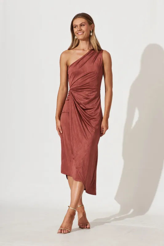 Endlesslove One Shoulder Maxi Dress In Dark Dusty Rose sold by St Frock