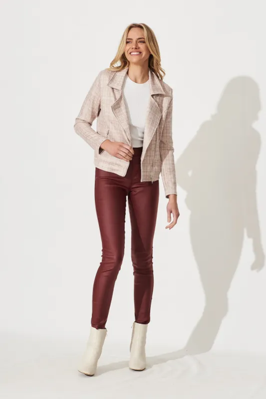 Zoe Jacket In Beige With Check Print sold by St Frock