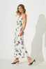 Pheobe Maxi Dress In Pale Pink With Black Print Linen Blend sold by St Frock