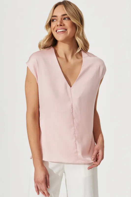 Indiana Top In Blush Satin sold by St Frock