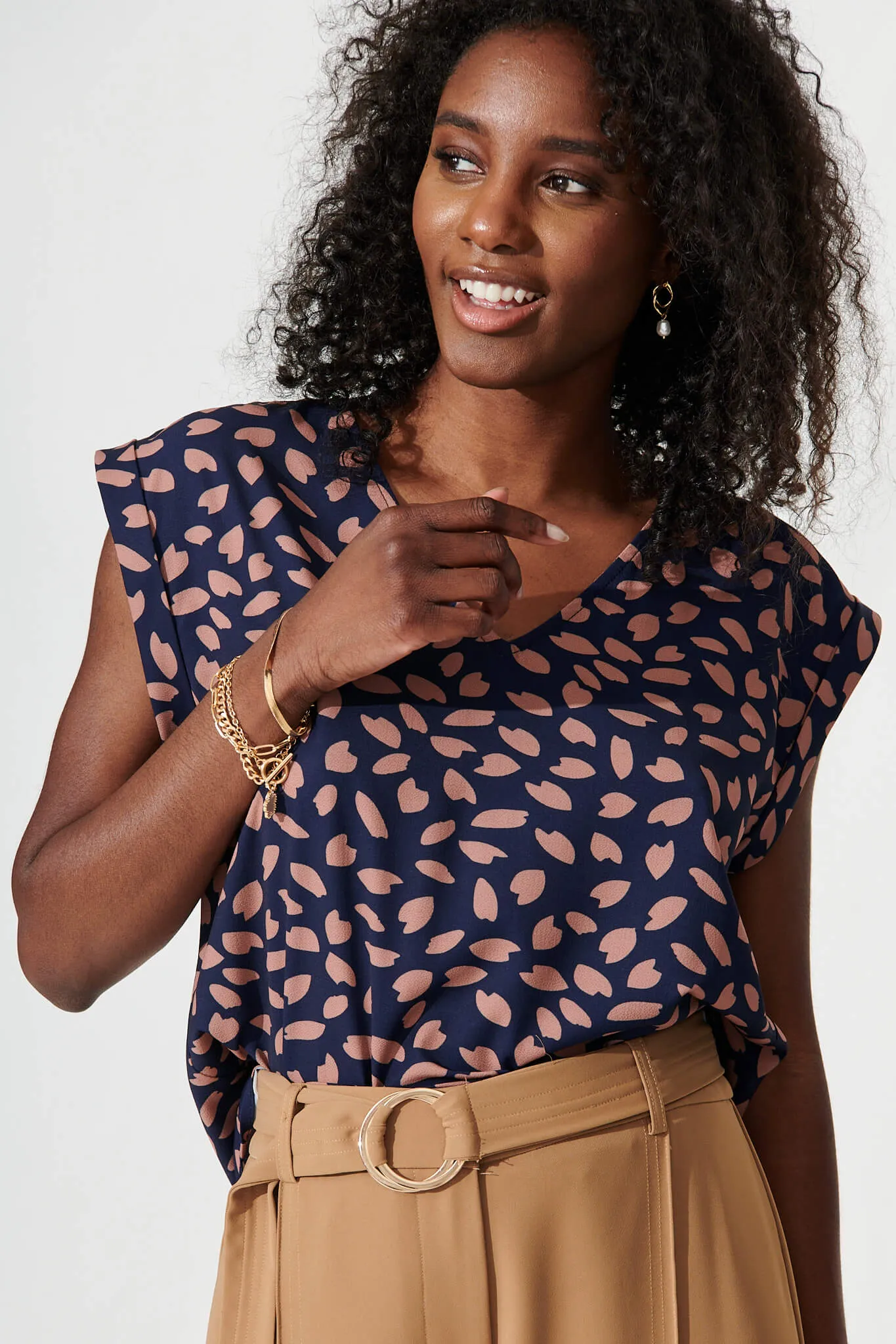 Jina Top In Navy With Rust Leaf sold by St Frock product image thumbnail 5